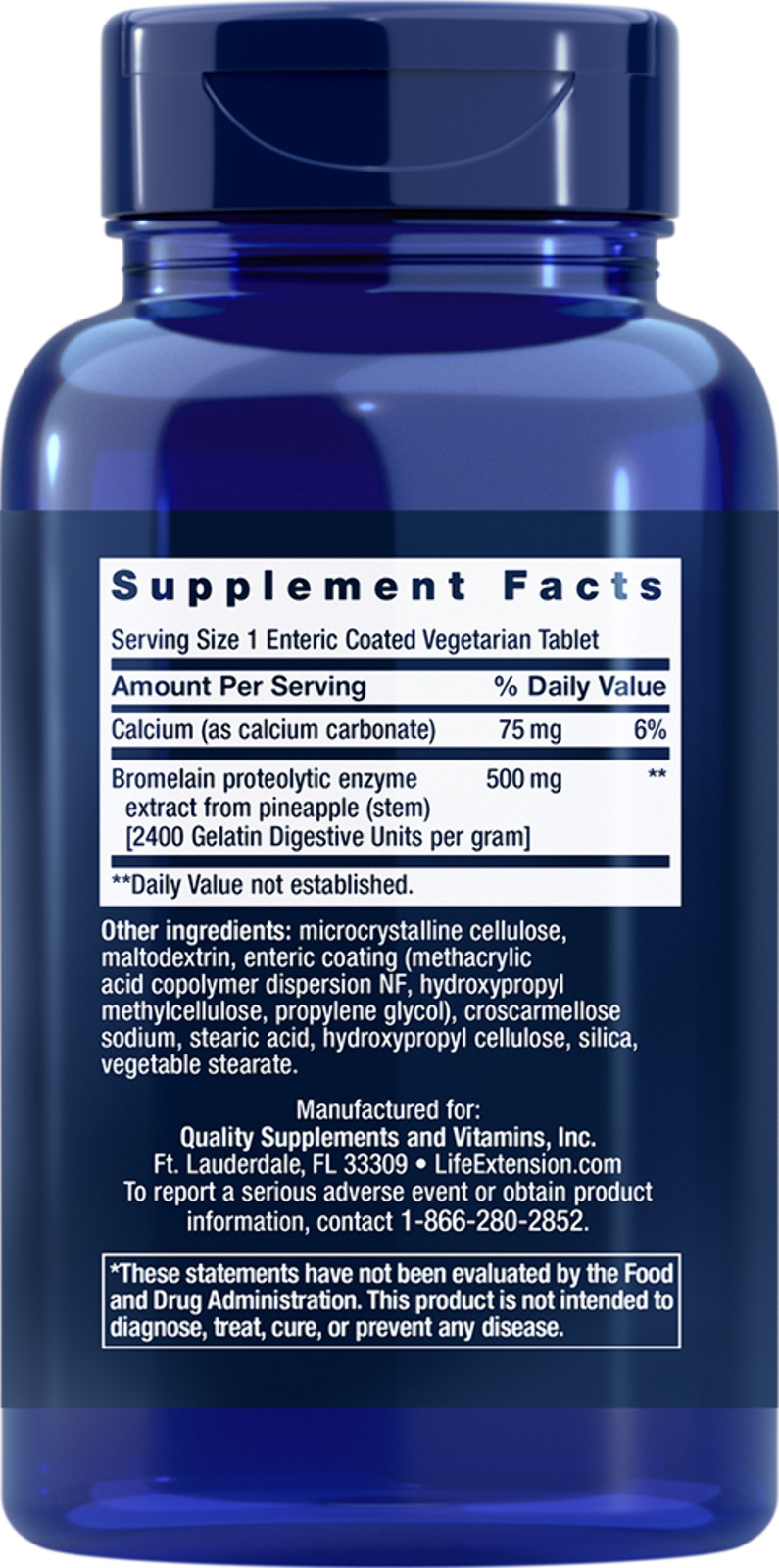 Life Extension Specially-Coated Bromelain 500 mg, 60 enteric-coated veggi tabs