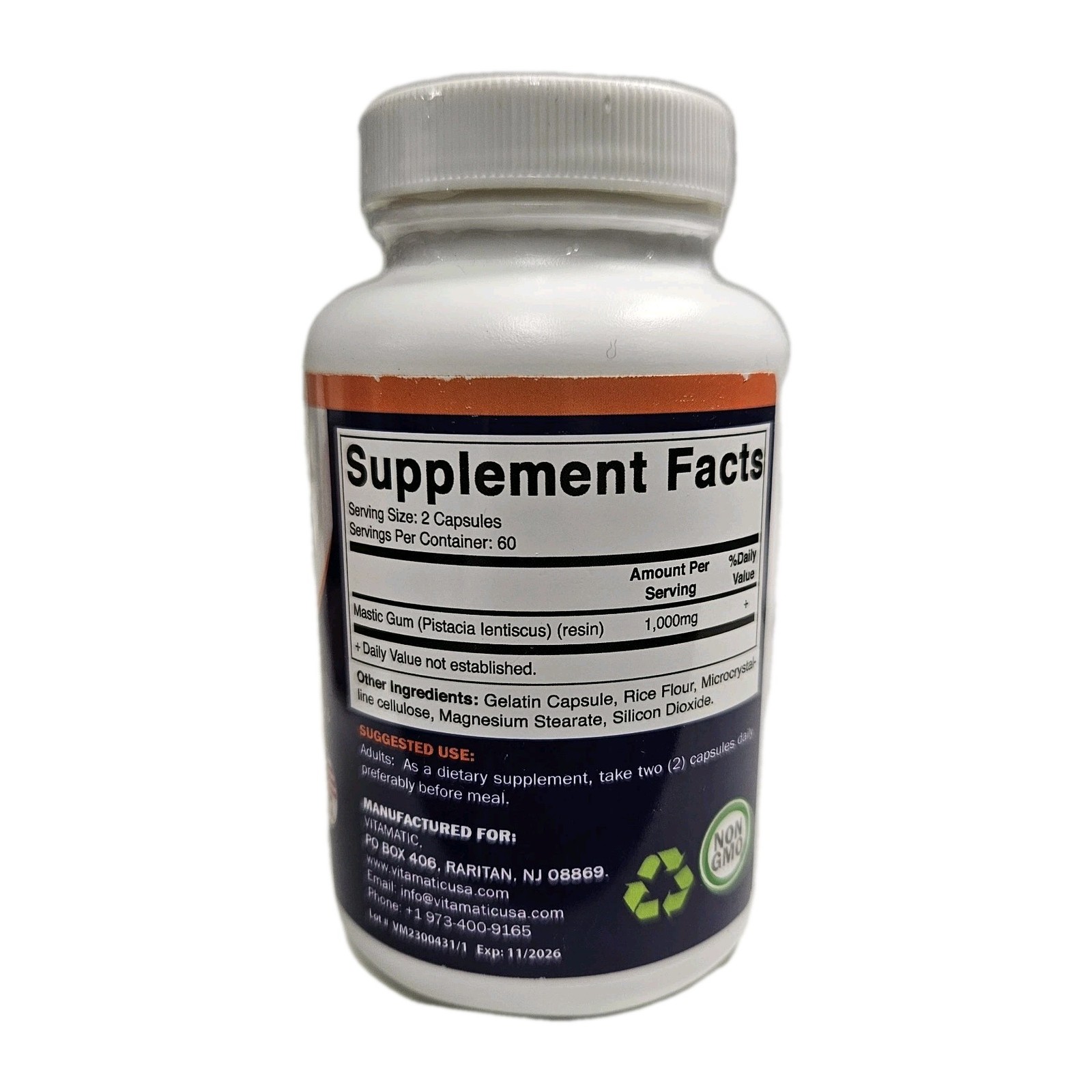 Vitamatic Mastic Gum 1000mg Non GMO/Gluten Free Support Digestive Health