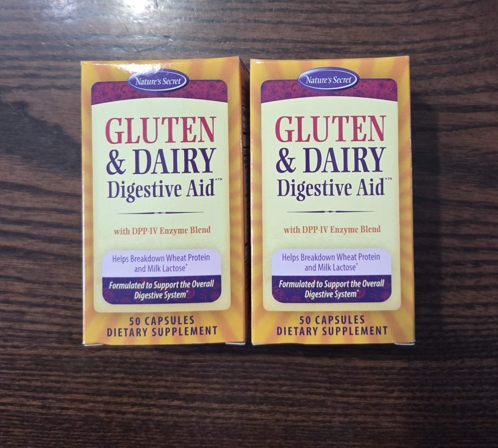 2 PACK- Natures Secret GLUTEN & DAIRY Digestive Aid DPP-IV Enzyme 50 capsules