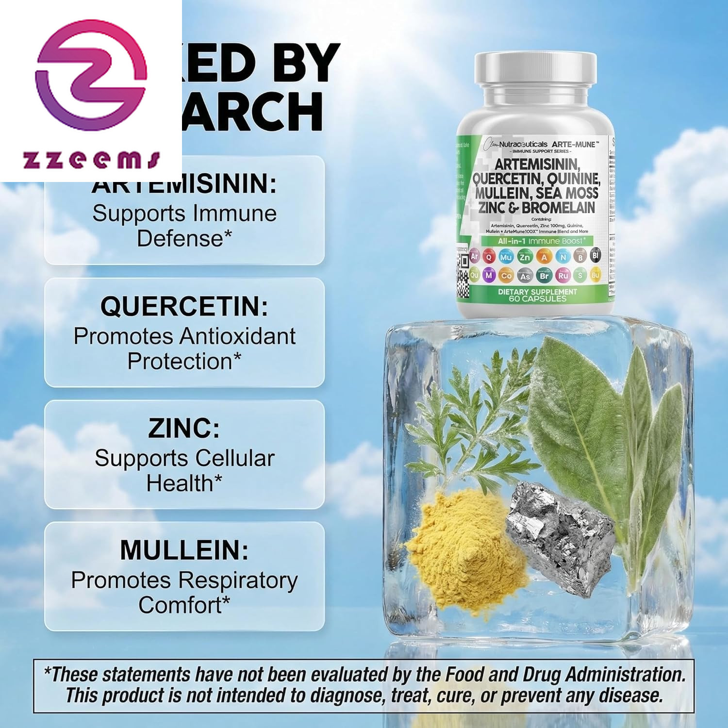 Artemisinin Quercetin Zinc Mullein Quinine Supplement with Sea Moss Bromelain As