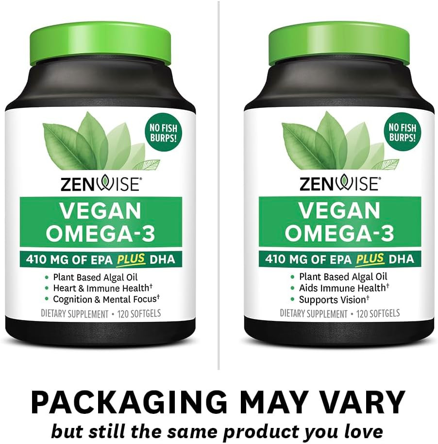 Zenwise Health Vegan Omega 3 Supplement – Burpless Omega 3 Supplement with DHA,