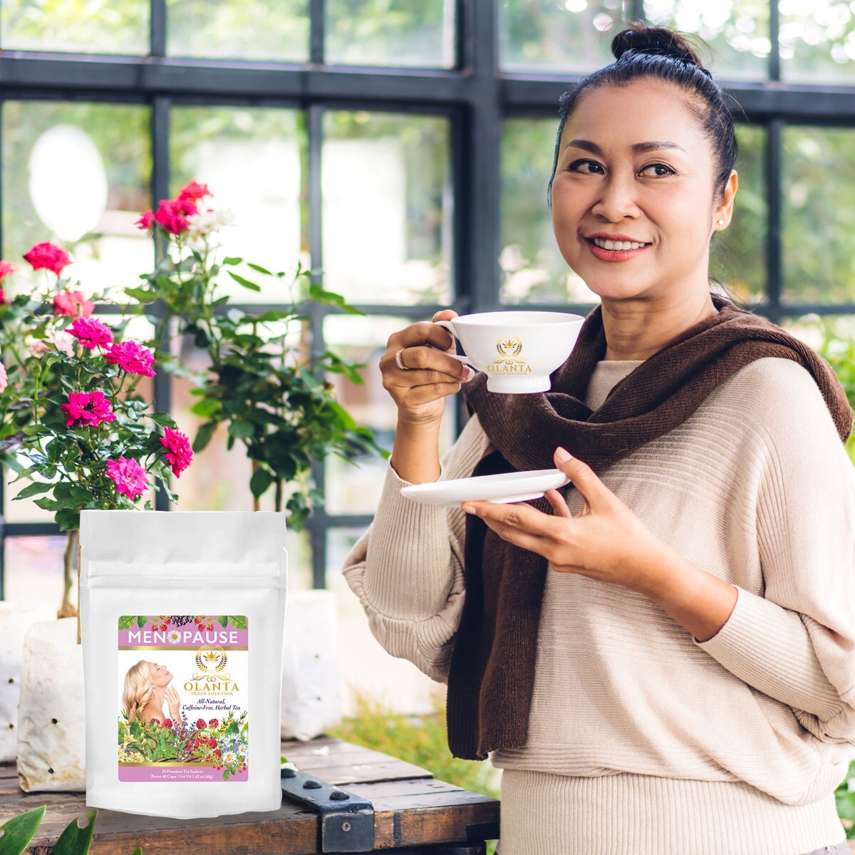 Premium Menopause support Herbal Tea, Caffeine Free Infusion Ashwagandha 1 Bag