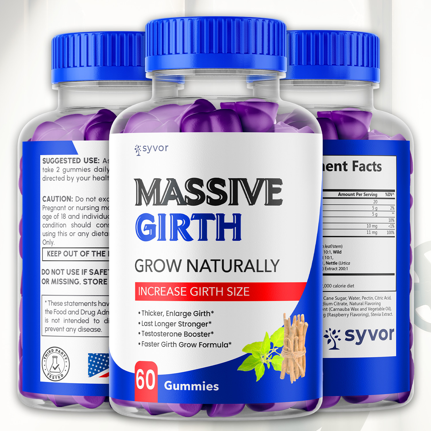 (1 Pack) Massive Girth Male Gummy Advanced Formula Vitamin Supplement 60 Gummies