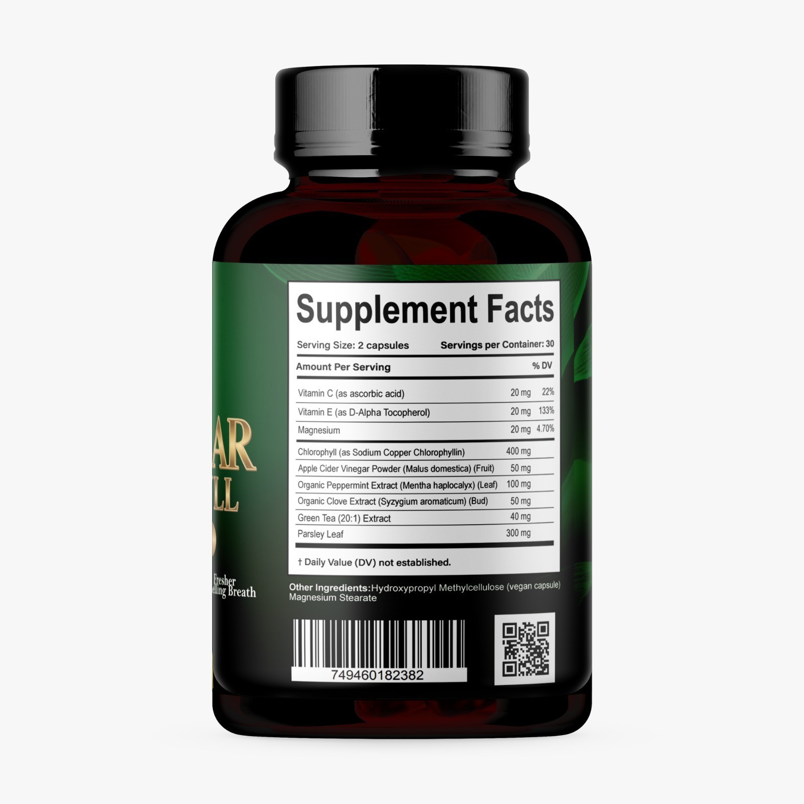 Chlorophyll Capsules Natural Internal Deodorant Body Odor Cleanse 2 Pack 60 Caps