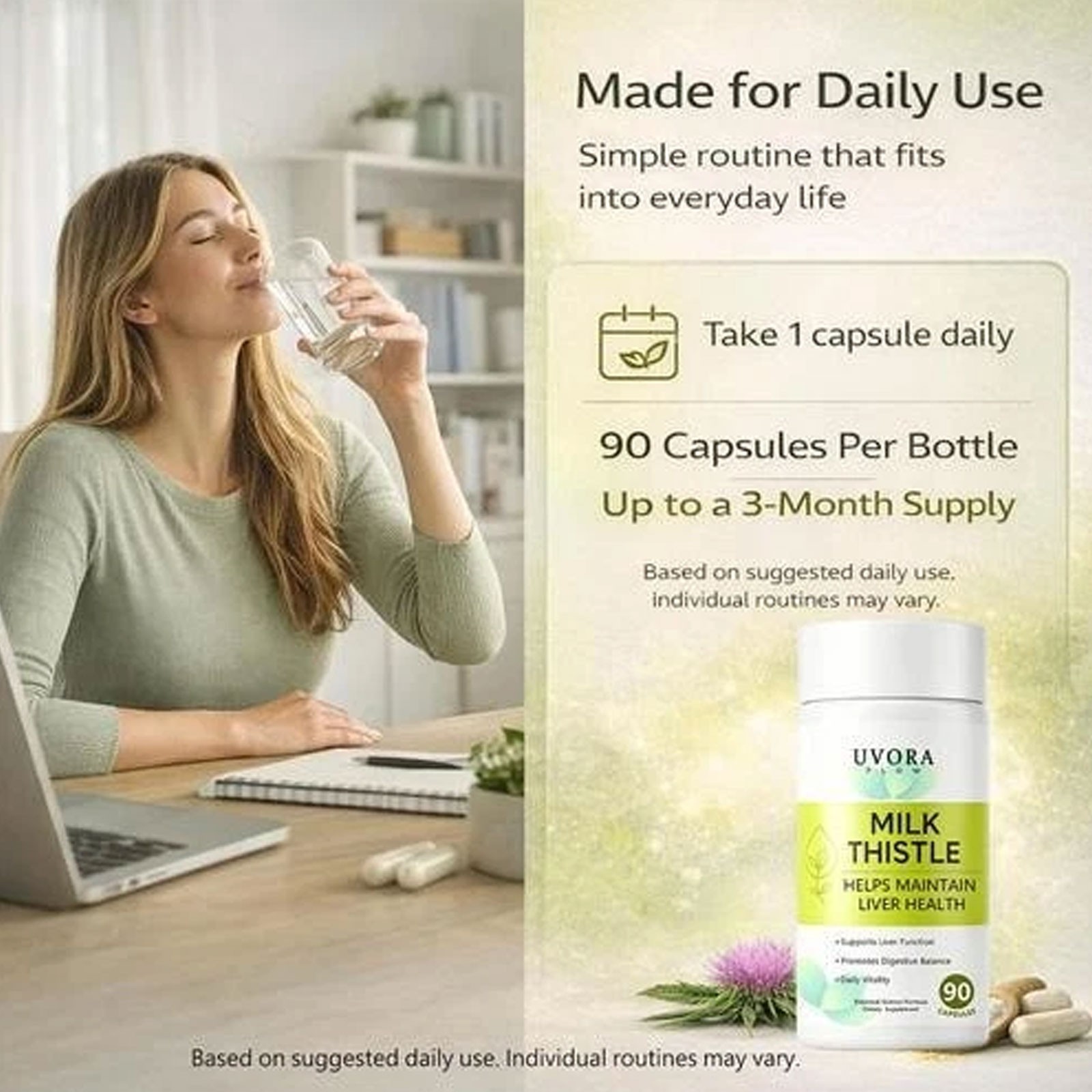 Uvora Milk Thistle Detox, Premium Herbal Supplement includes Milk Thistle Extrac