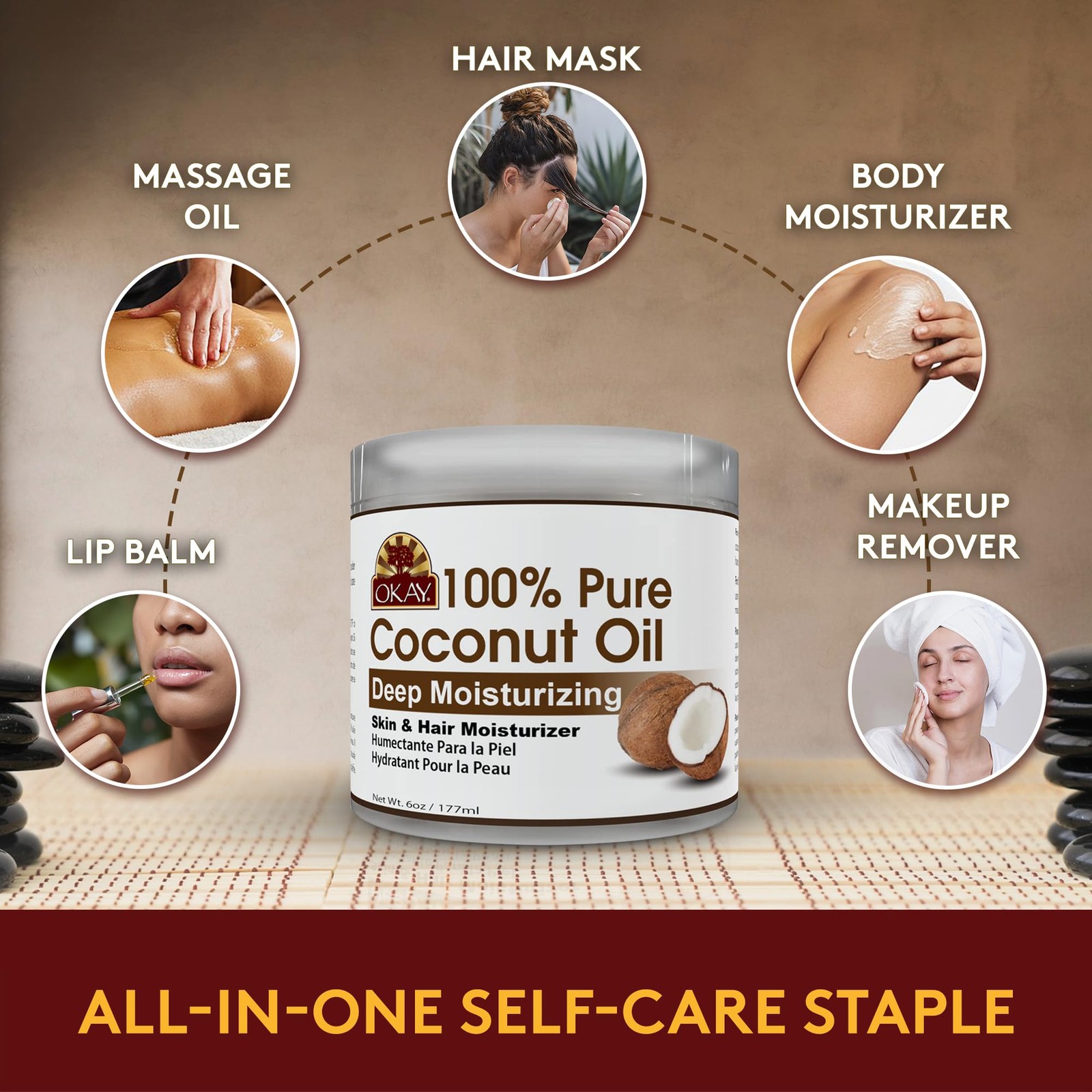 OKAY | 100% Pure Coconut Oil | For All Hair Textures & Skin Types | Moisturize –