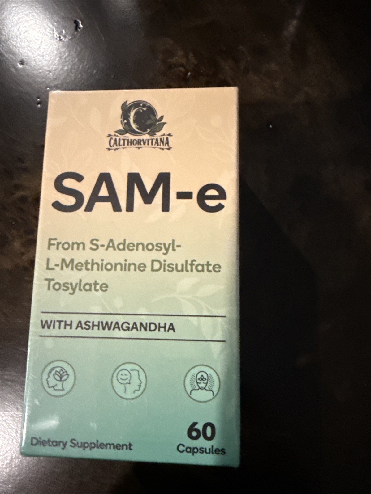 SAM-e Supplement w Ashwagandha Extract & More 60 Caps-2 per serv EXP 6/28