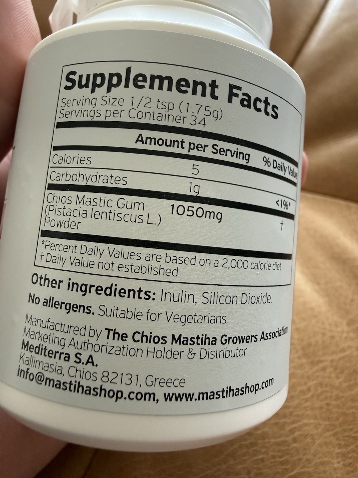 Masthia Powder 100% Pure Chios Mastic Gum 1050mg – Natural Digestive 2.12 oz