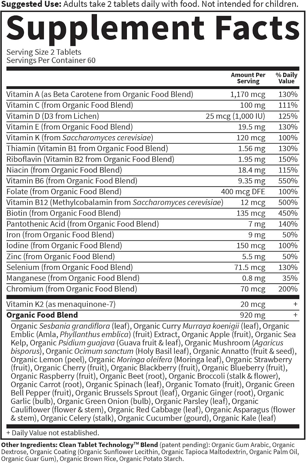 Garden of Life Organics Women’s Multivitamin 120 Tablets Vegan Non-GMO Vitamin