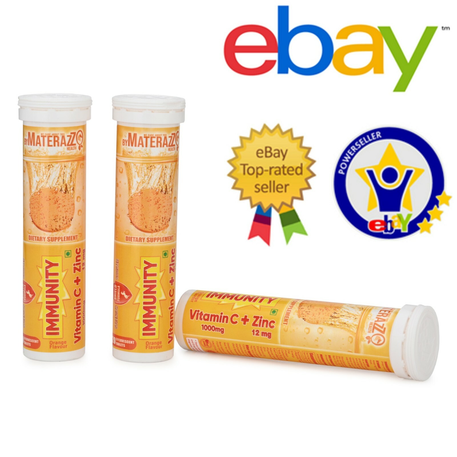 Vitamin C+ 100 Tablets FRESH Zinc Orange Flavored Effervescent Max Absorption