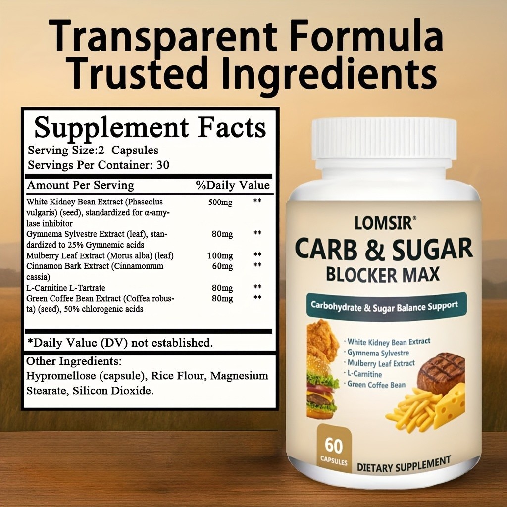 Carb And Sugar Blocker Max, Carbohydrate & Sugar Balance Support – 60 Capsules