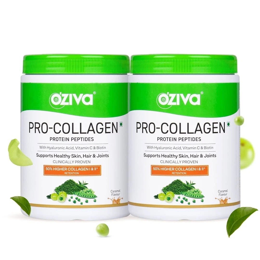 2 x OZiva Pro-Collagen Protein For Improved Skin,Hair Health 500gm each