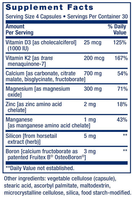 BONE RESTORE CALCIUM SUPPLEMENT with VITAMIN K2 600 Capsule LIFE EXTENSION