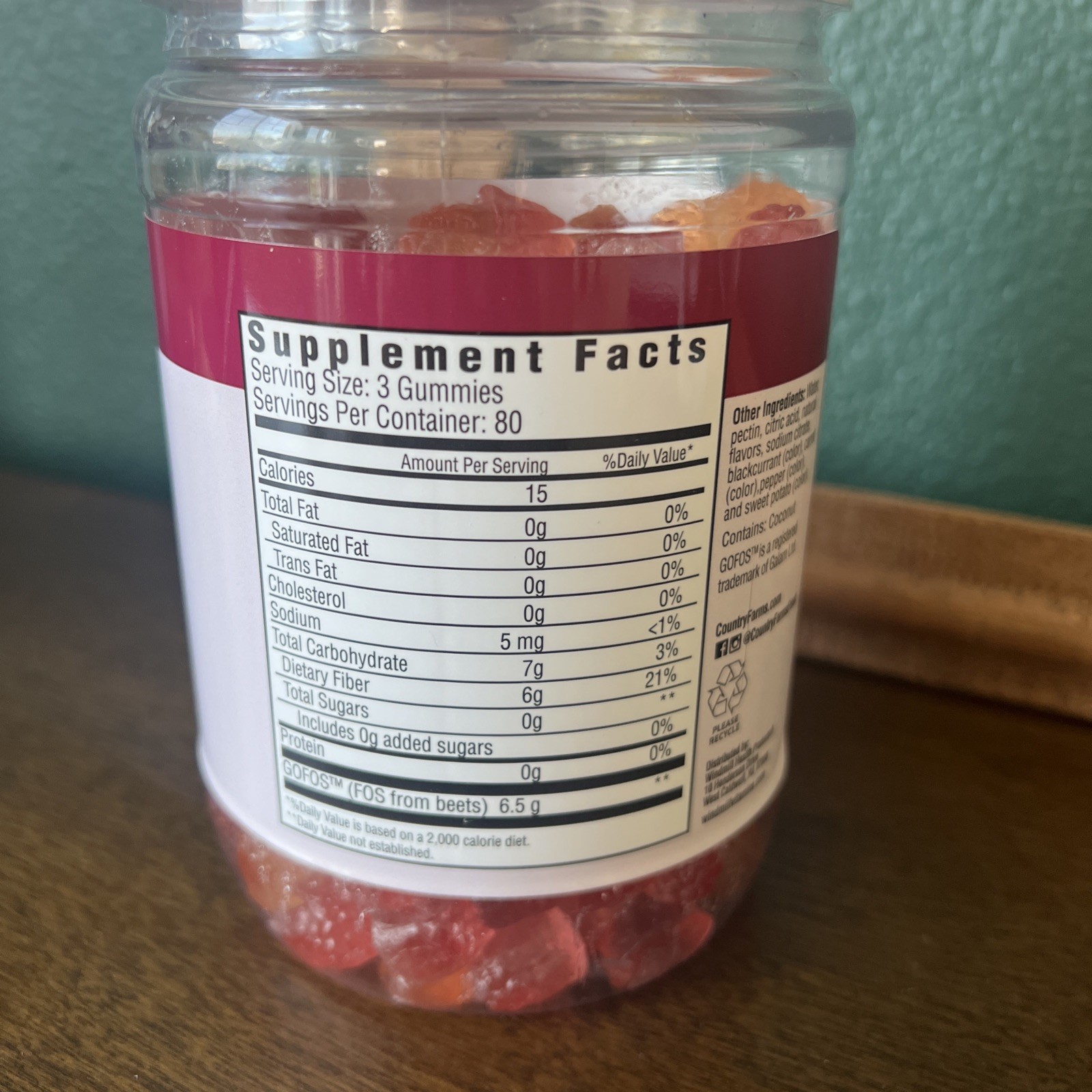 Country Farms Fiber Care 240 Prebiotic Fiber Gummies Mixed Fruit EXP 01/28