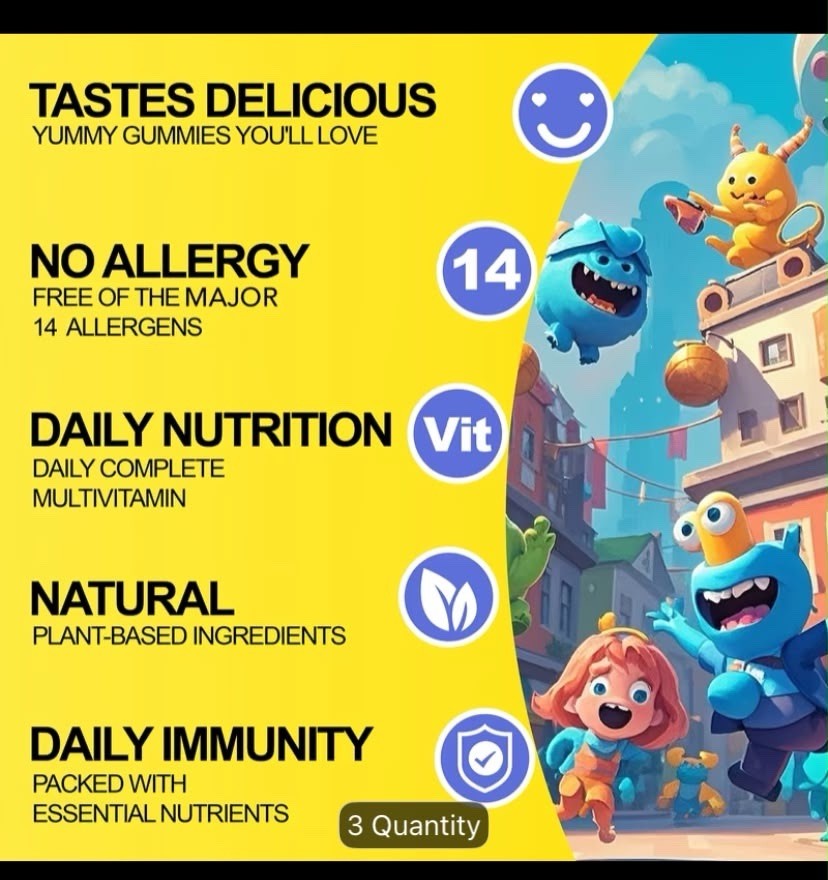 1pk Vitamin B6, Vitamin D & Magnesium Gummies For Kids & Teens 60 Counts