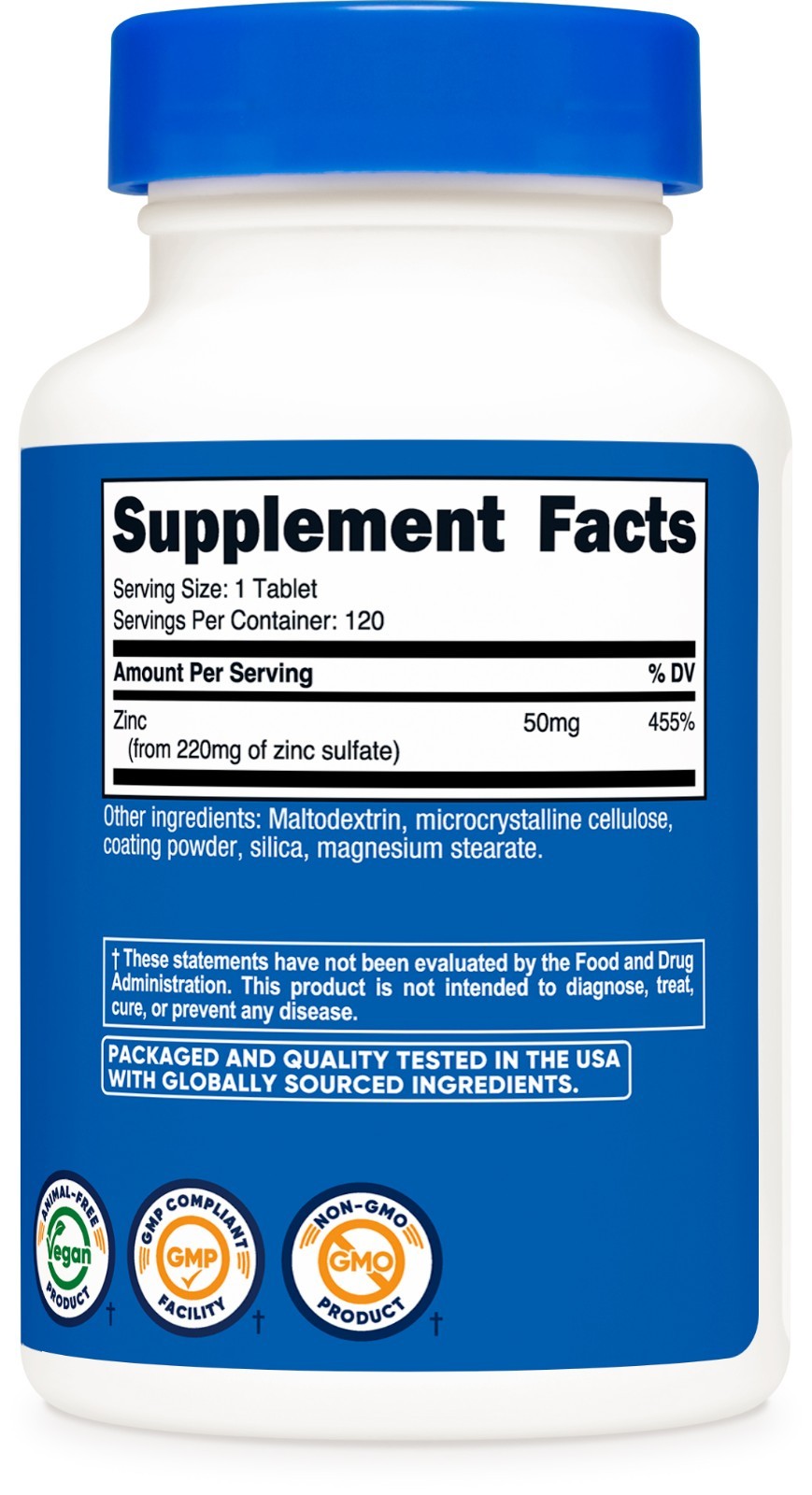 Nutricost Zinc Sulfate (50mg) 120 Tablets – Vegan, GMO-Free, Gluten-Free
