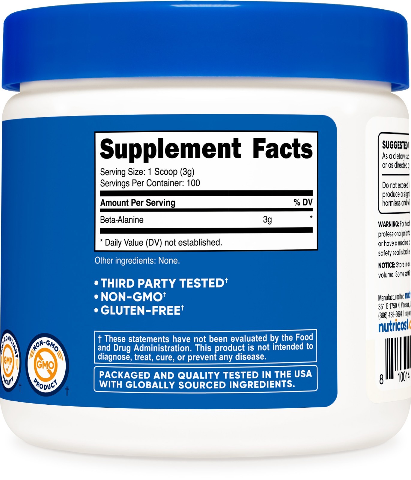 Nutricost Beta Alanine Powder 300 Grams – Pure Beta-Alanine