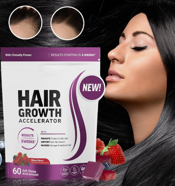 Hair Growth Accelerator Lustrav Soft Chews Mixed Berry 60 Count