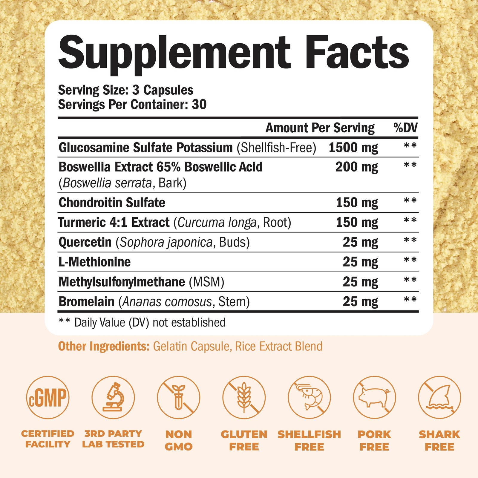 Glucosamine Chondroitin Msm And Turmeric Supplement – 90 capsules