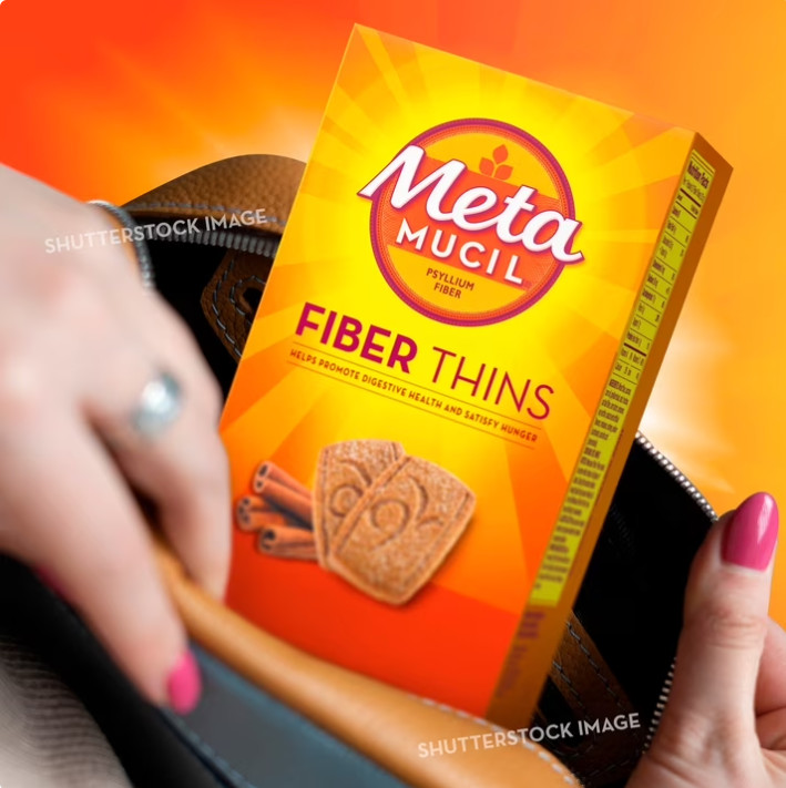4 Pack Metamucil Fiber Thins, Psyllium Husk Snack, Cinnamon Spice, 24 Ct Pk
