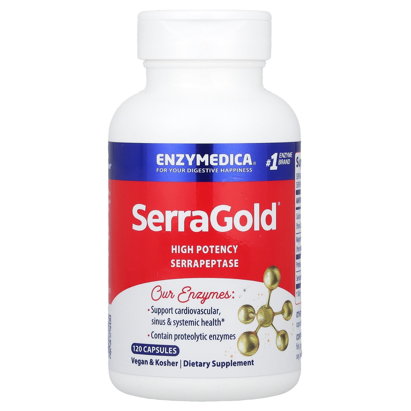 Enzymedica SerraGold 120 Capsules Casein-Free, Dairy-Free, Egg-Free,