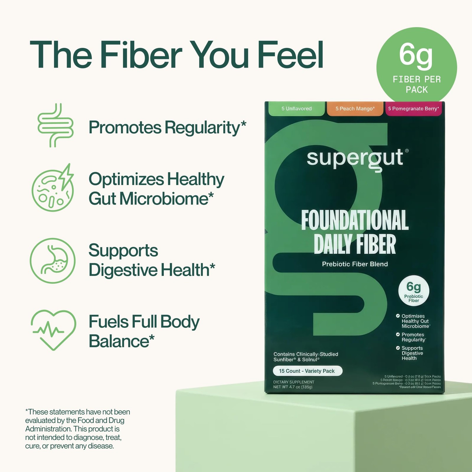 Supergut Foundational Daily Fiber, Vegan & Sugar Free Prebiotic Powder Blend …