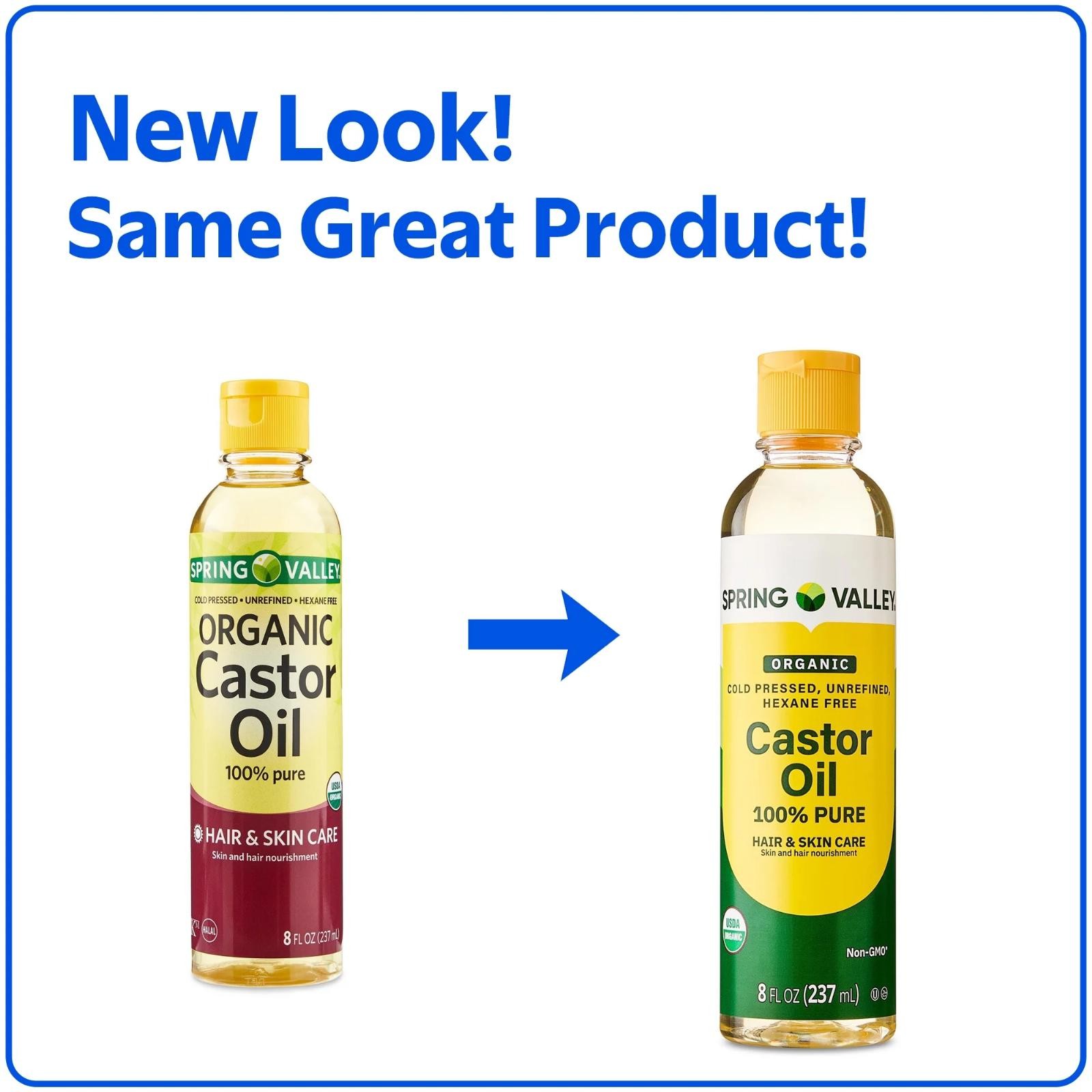 Spring Valley Castor Oil Cold Pressed Unrefined Hexane Free Organic, 8 Fl Oz
