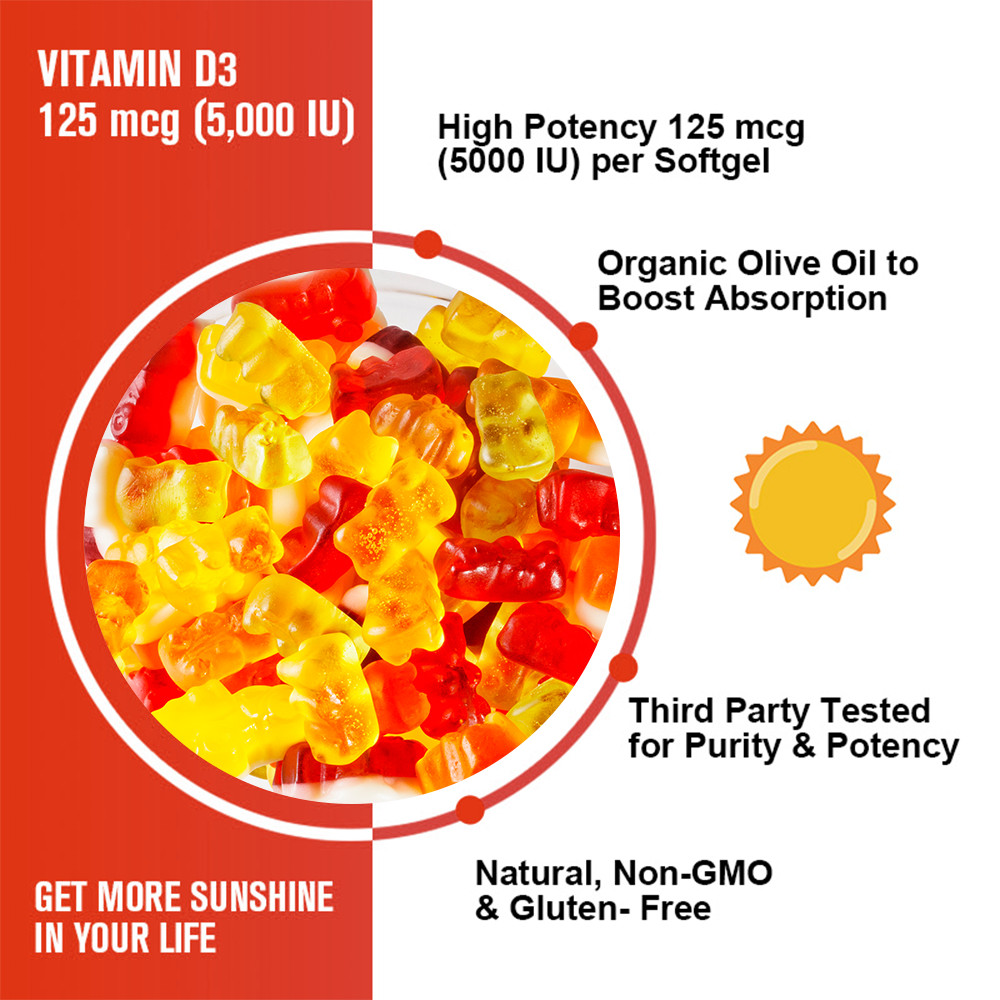 MENXI Vitamin D3 K2 Gummies – 60 Count – Supports Healthy Bone Heart