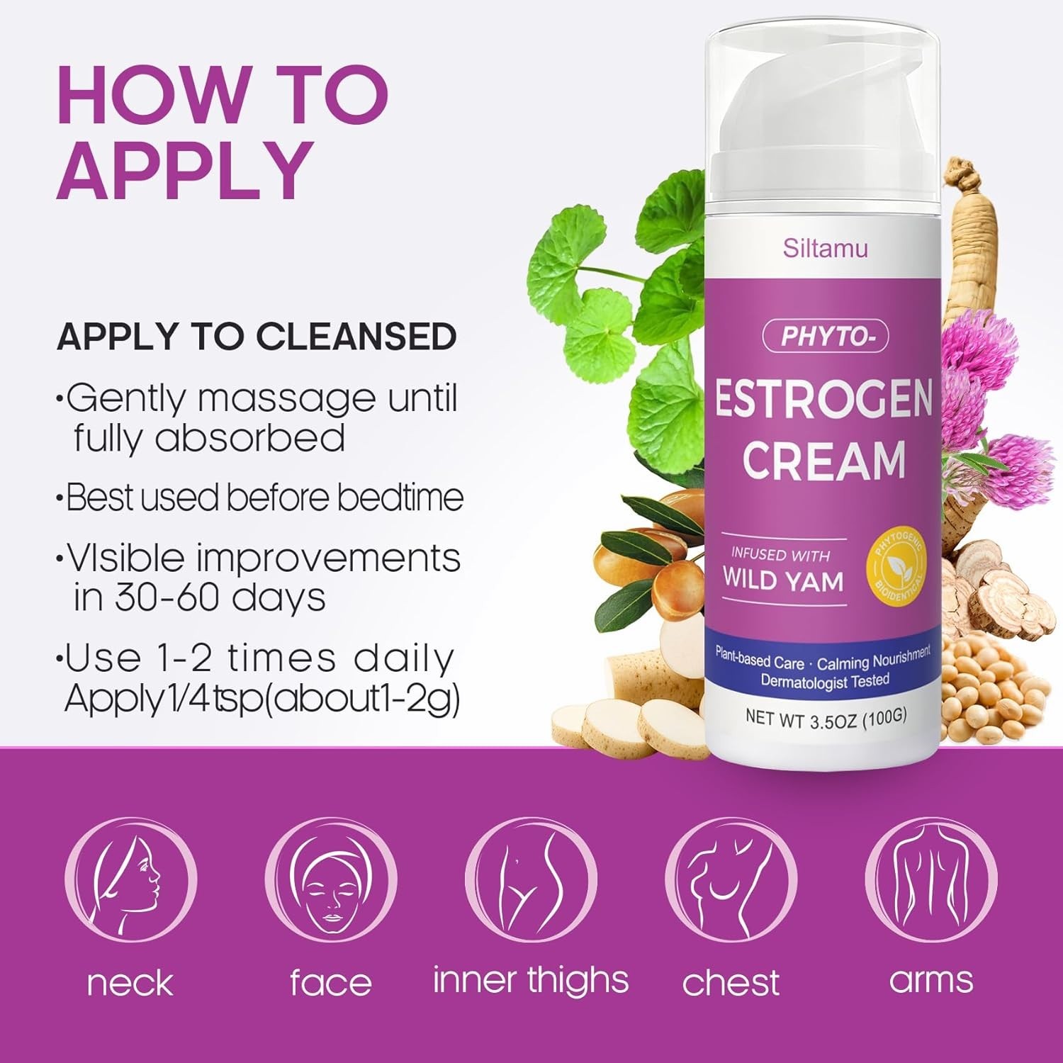 Estrogen Cream for Women Menopause Support – Phytoestrogen Moisturizer with Puer