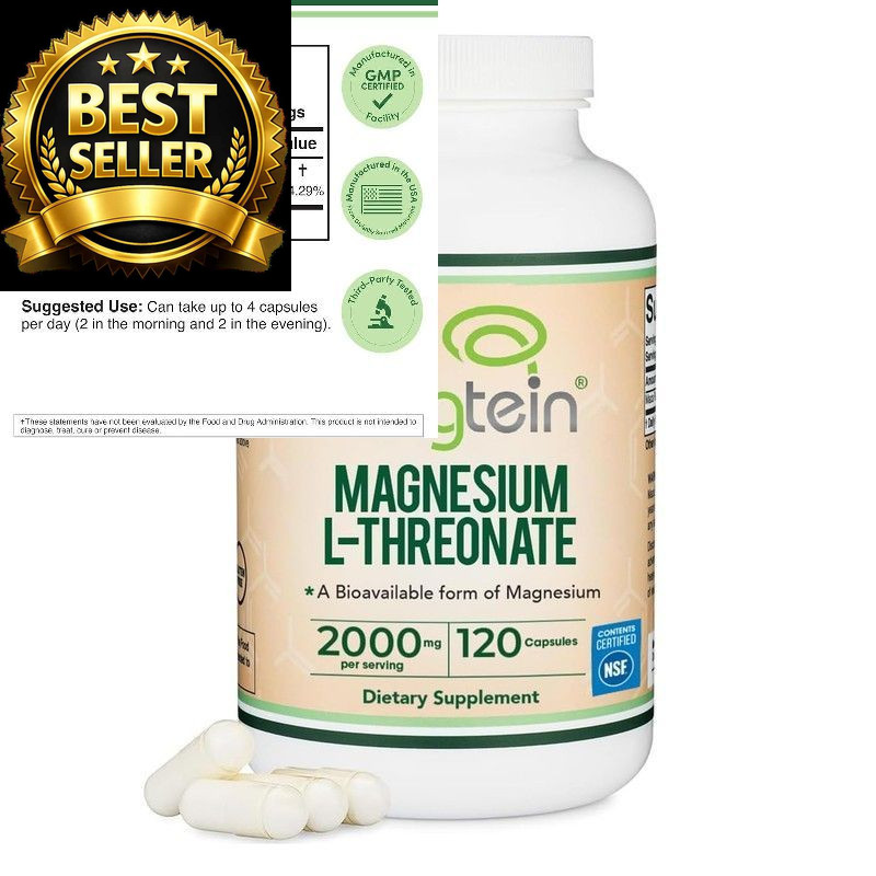 Magnesium L Threonate, Magtein – NSF Certified – Sleep 120 Count (Pack of 1)