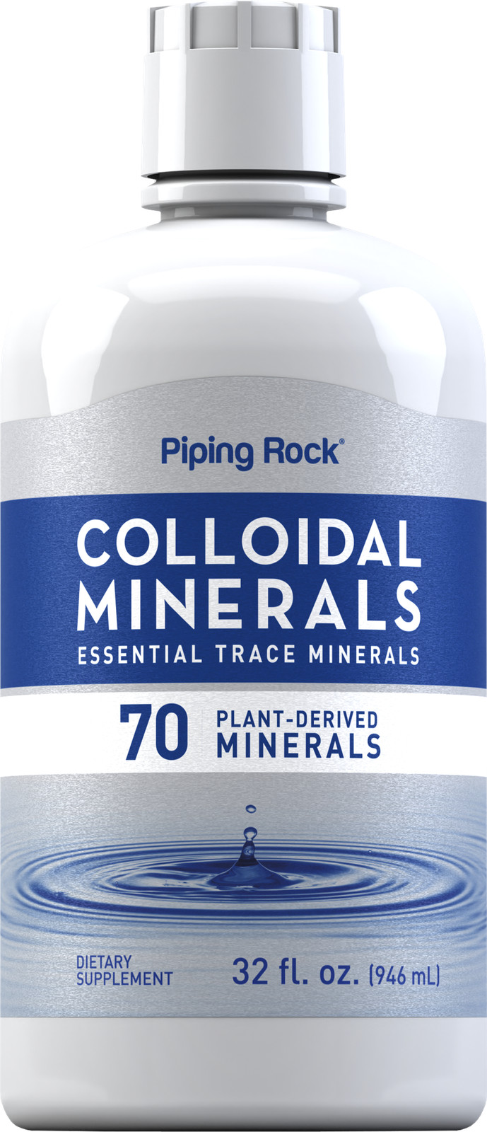 Colloidal Minerals Liquid 32 fl oz | 70 Plant-Derived Minerals | by Piping Rock