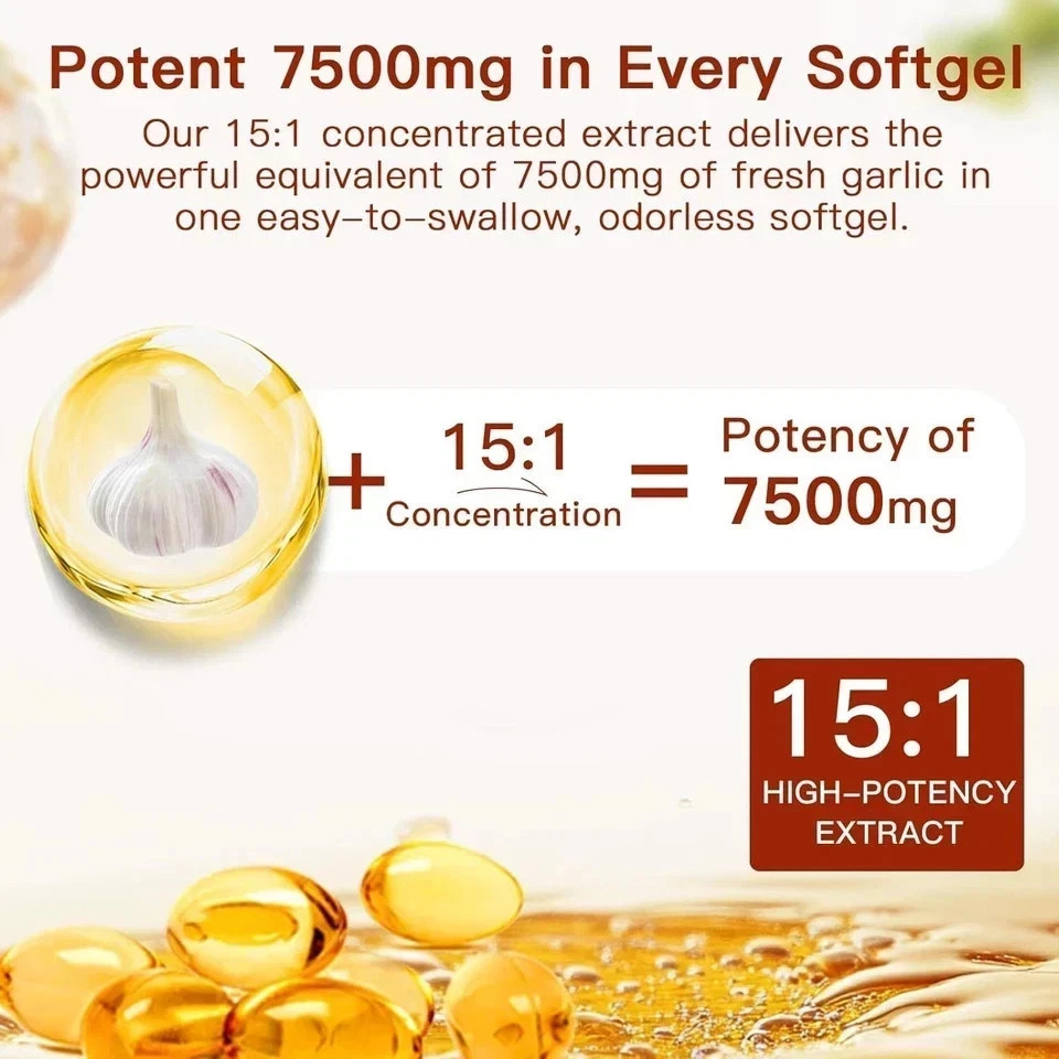 Aged Garlic Extract Odorless Garlic Capsules Heart Immune Support 300 Count