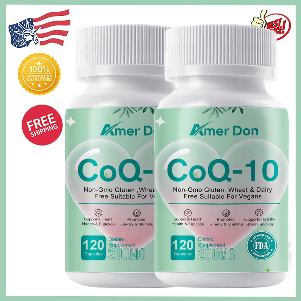 (2 Pack)CoQ 10 CoEnzyme Q-10 200mg Support Heart Health,High Potency 240 Capsule