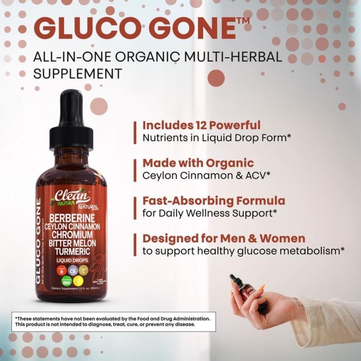 Clean Nutra Berberine with Ceylon Cinnamon Liquid Drops–Metabolism & Blood Sugar