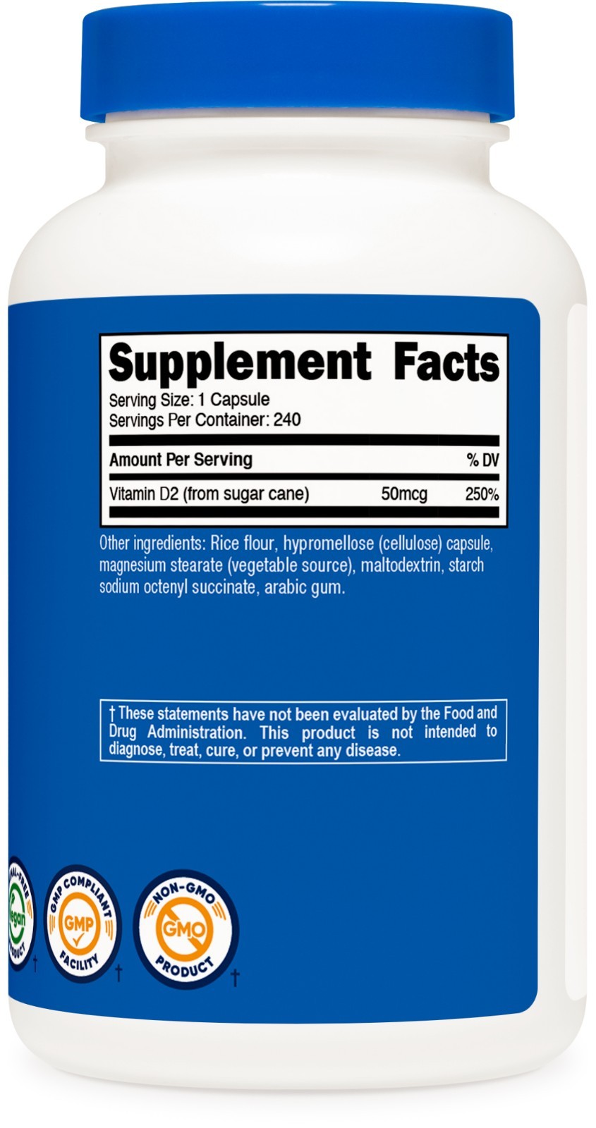 Nutricost Vitamin D2 Supplement (2000 IU) 240 Capsules