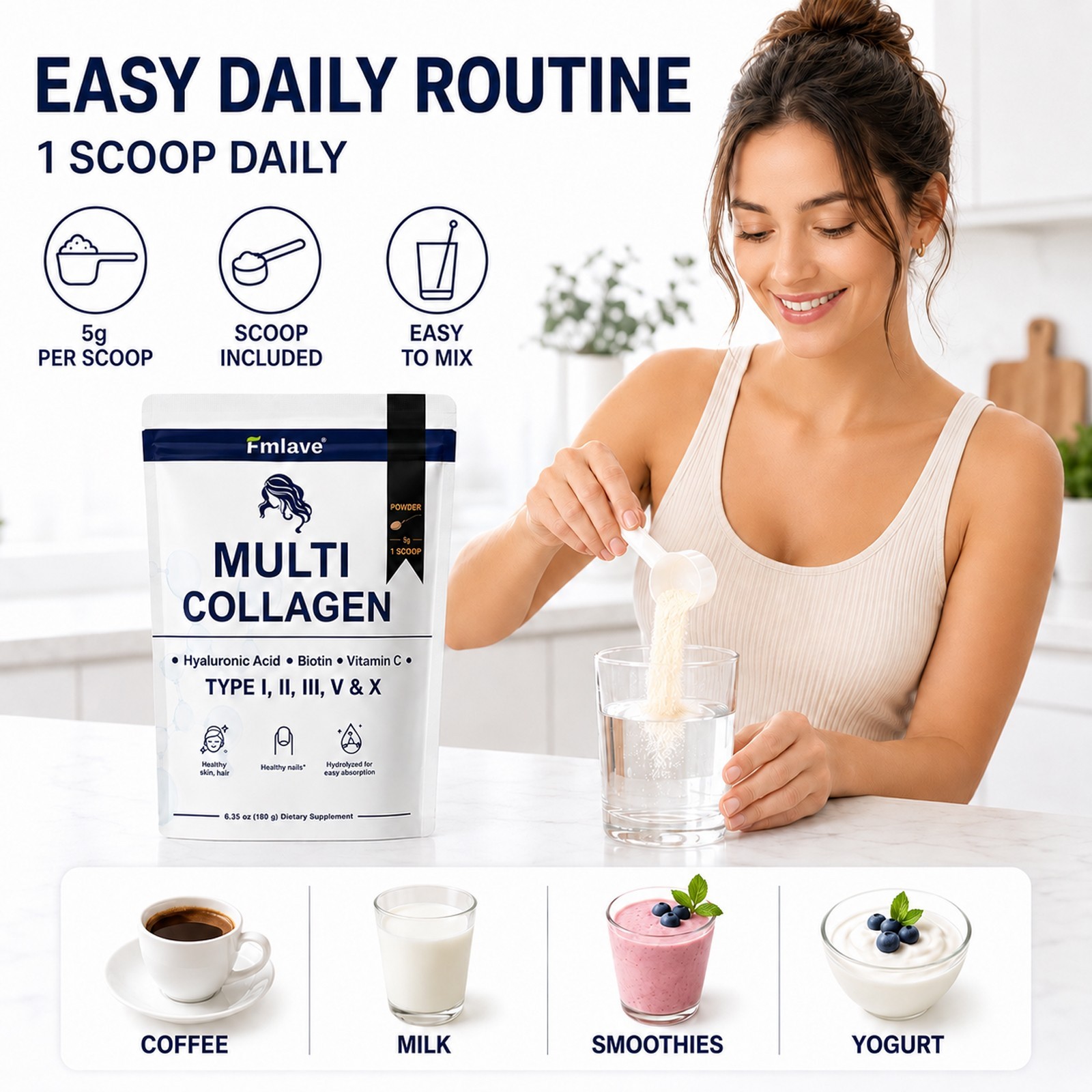 4x Multi Collagen Powder 1500mg – with Biotin Hyaluronic Acid Vit C 144 Servings