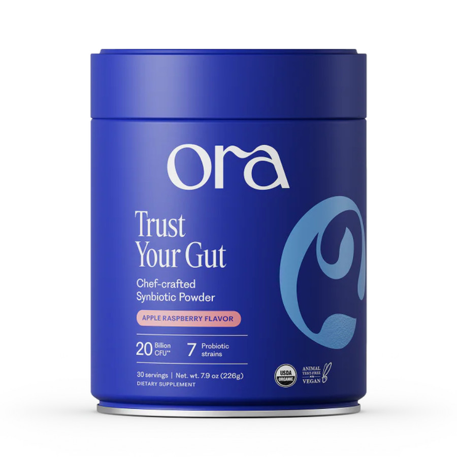 Ora Organic Probiotic & Prebiotic Powder Supplement, Apple Raspberry 30 Srv