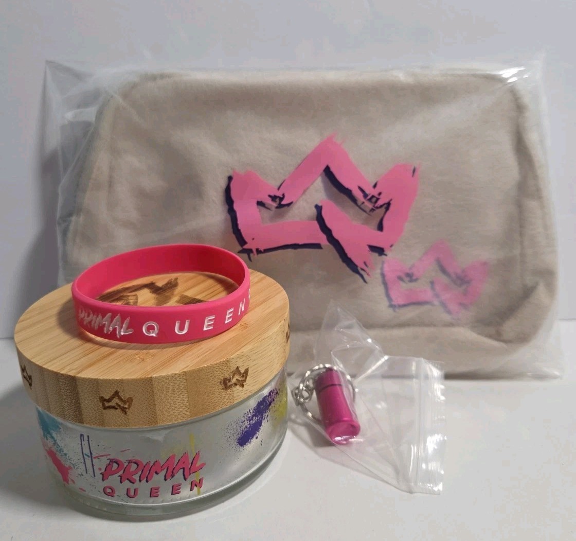 Primal Queen Belt Bag Glass Jar for Supplements Pill Keychain Bracelet New