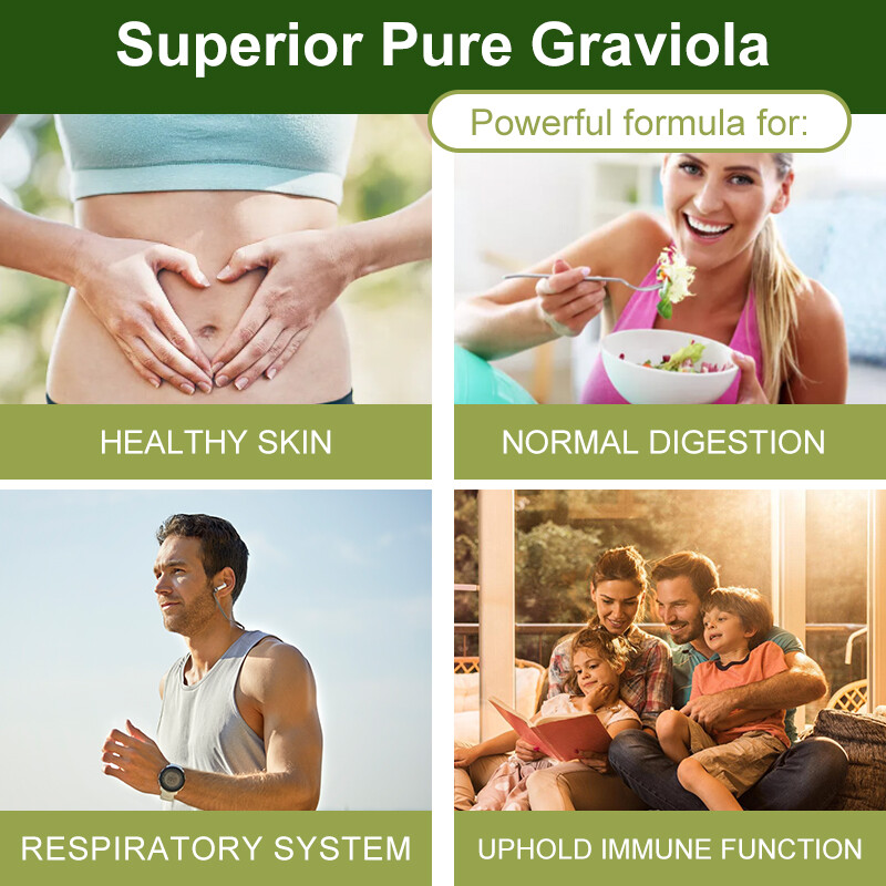 Graviola Capsules 1000mg 120 Pure Natural Soursop Capsules Leaves fruit Capsules