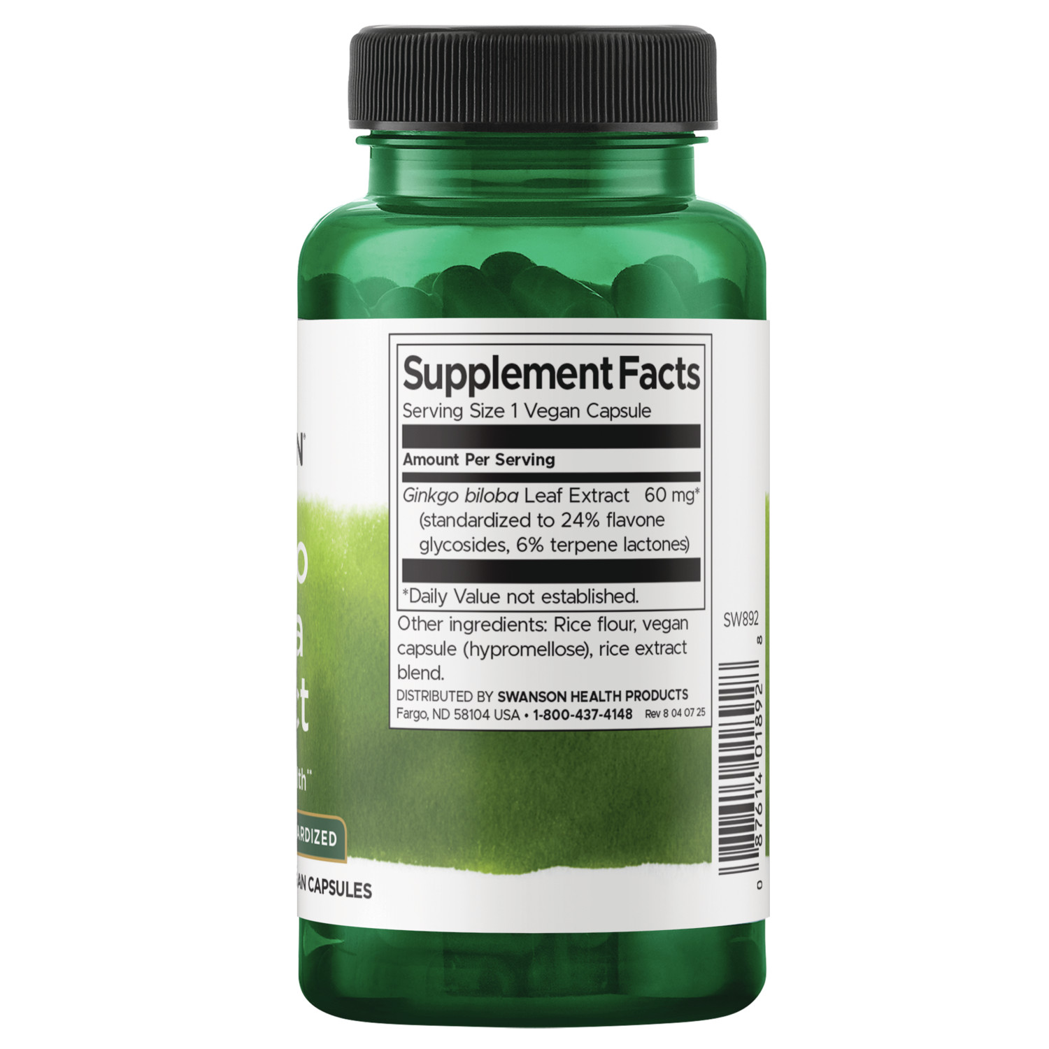 Swanson Ginkgo Biloba Extract – Standardized 60 mg 120 Capsules
