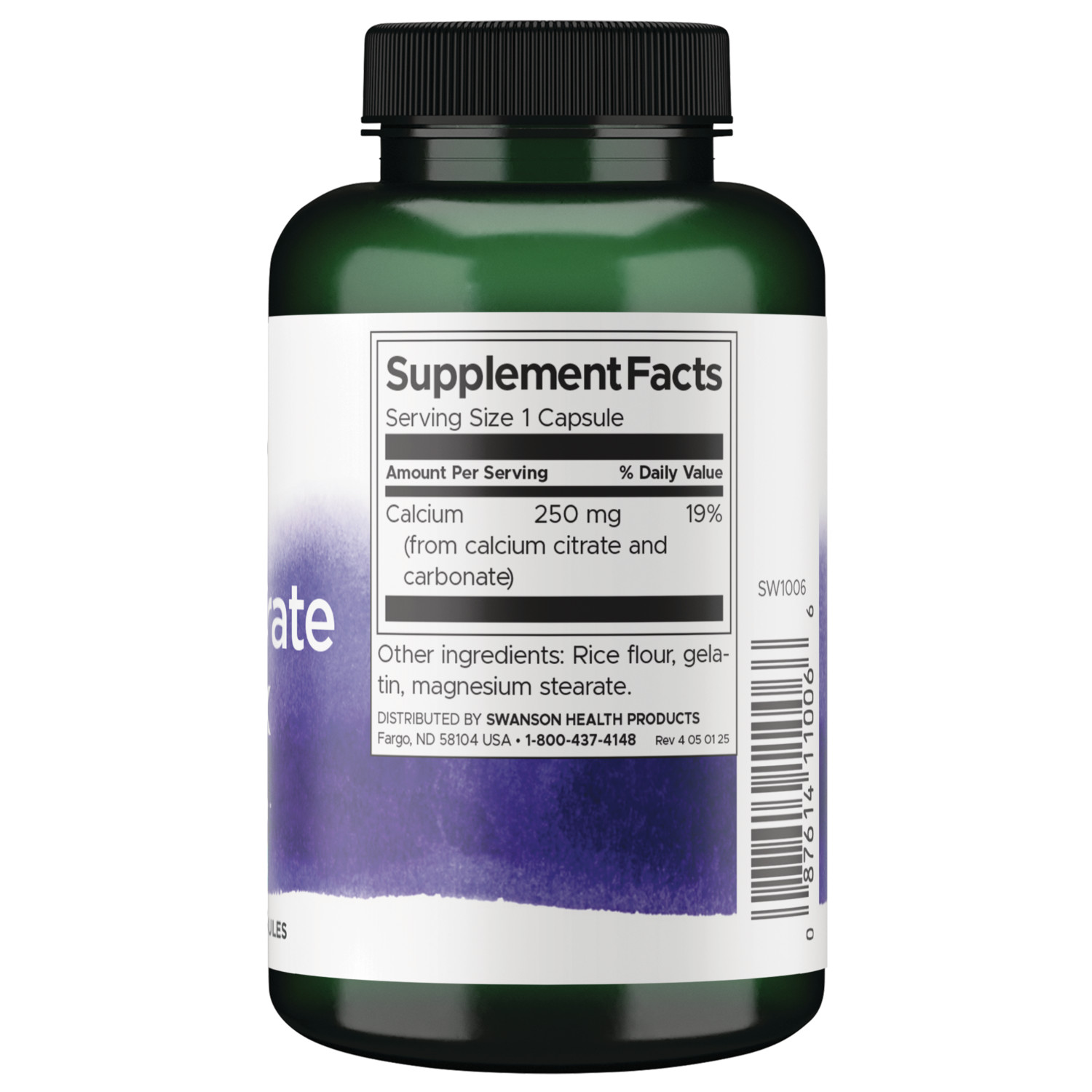 Swanson Calcium Citrate Complex Capsules, 250 mg, 100 Count