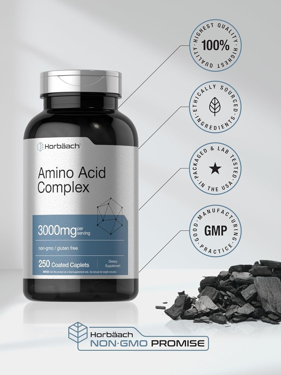 Amino Acid Complex 3000Mg | 360 Caplets | Non-Gmo, Gluten Free Amino Acids Supp