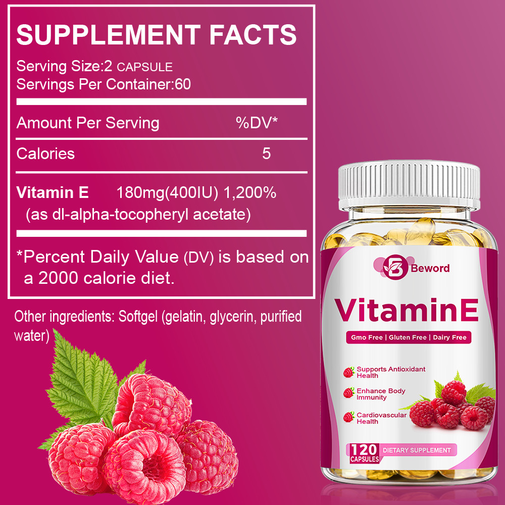 Vitamin E 1000IU Mixed Tocopherols Natural Antioxidant for Skin & Immune Support
