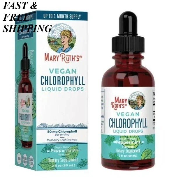 NEW Mary Ruth’s VEGAN Chlorophyll Liquid Drops Peppermint Flavored 2Fl Oz (60ml)