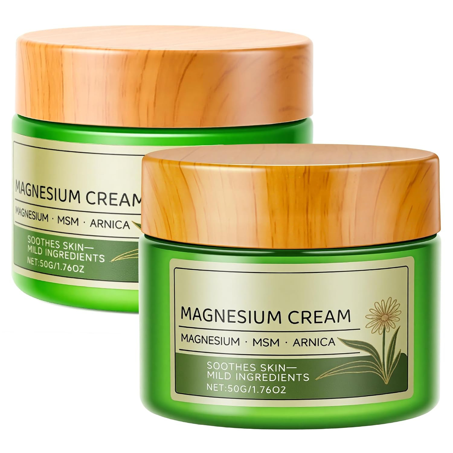 Magnesium Cream with MSM & Arnica, Fast Absorbing Body Cream, 2-Pack | Fast-Abso