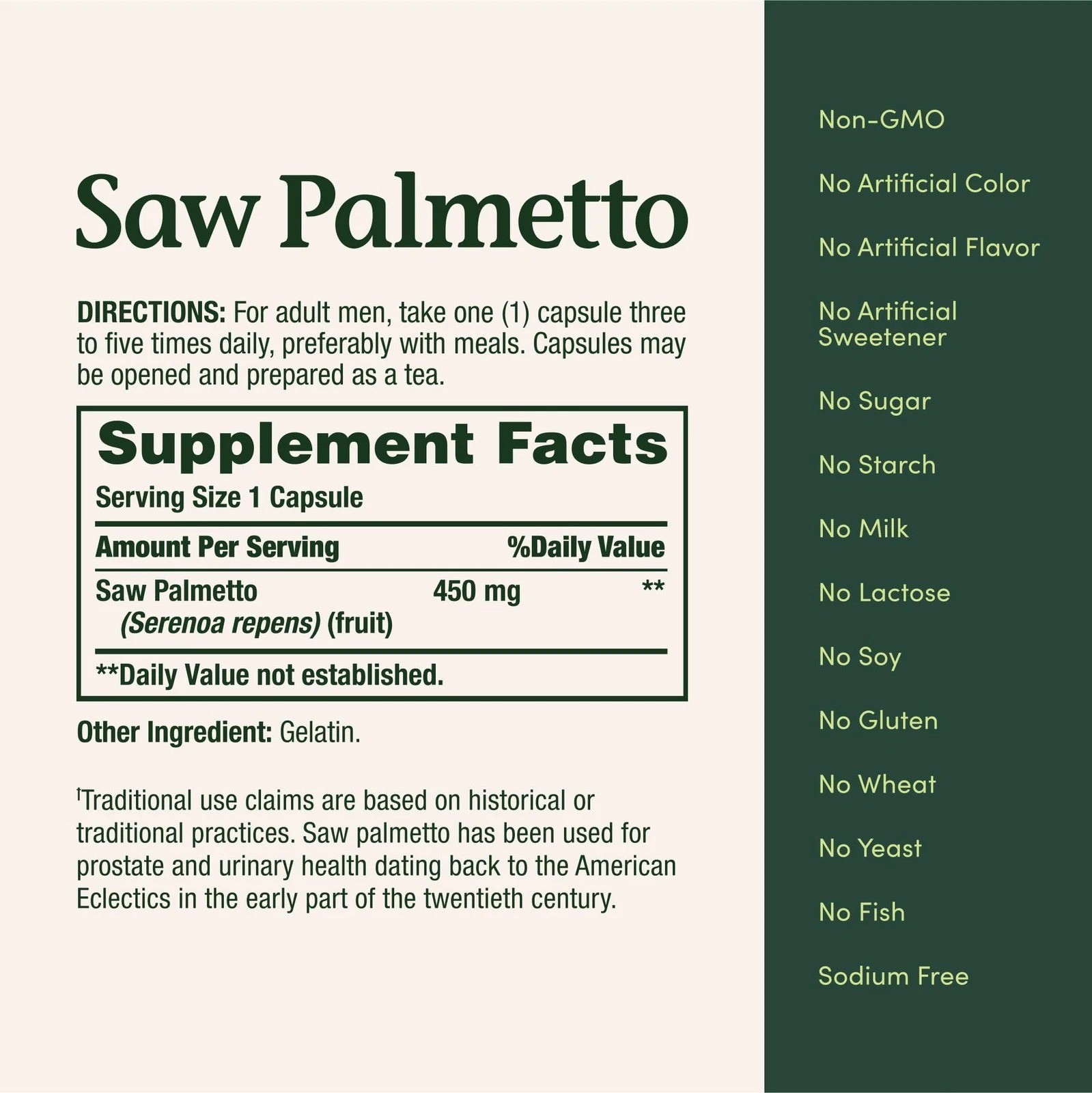 Nature’s Bounty Saw Palmetto Support for 250 Count (Pack of 1), Green