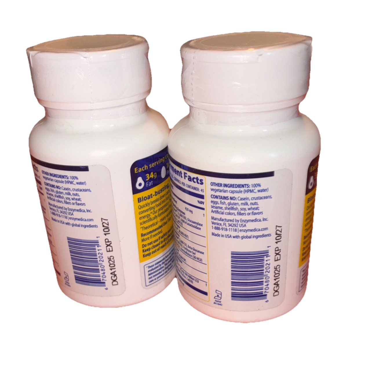 Enzymedica Digestive Support Supplement Capsules – 45 Count 10/27 X 2 Pack