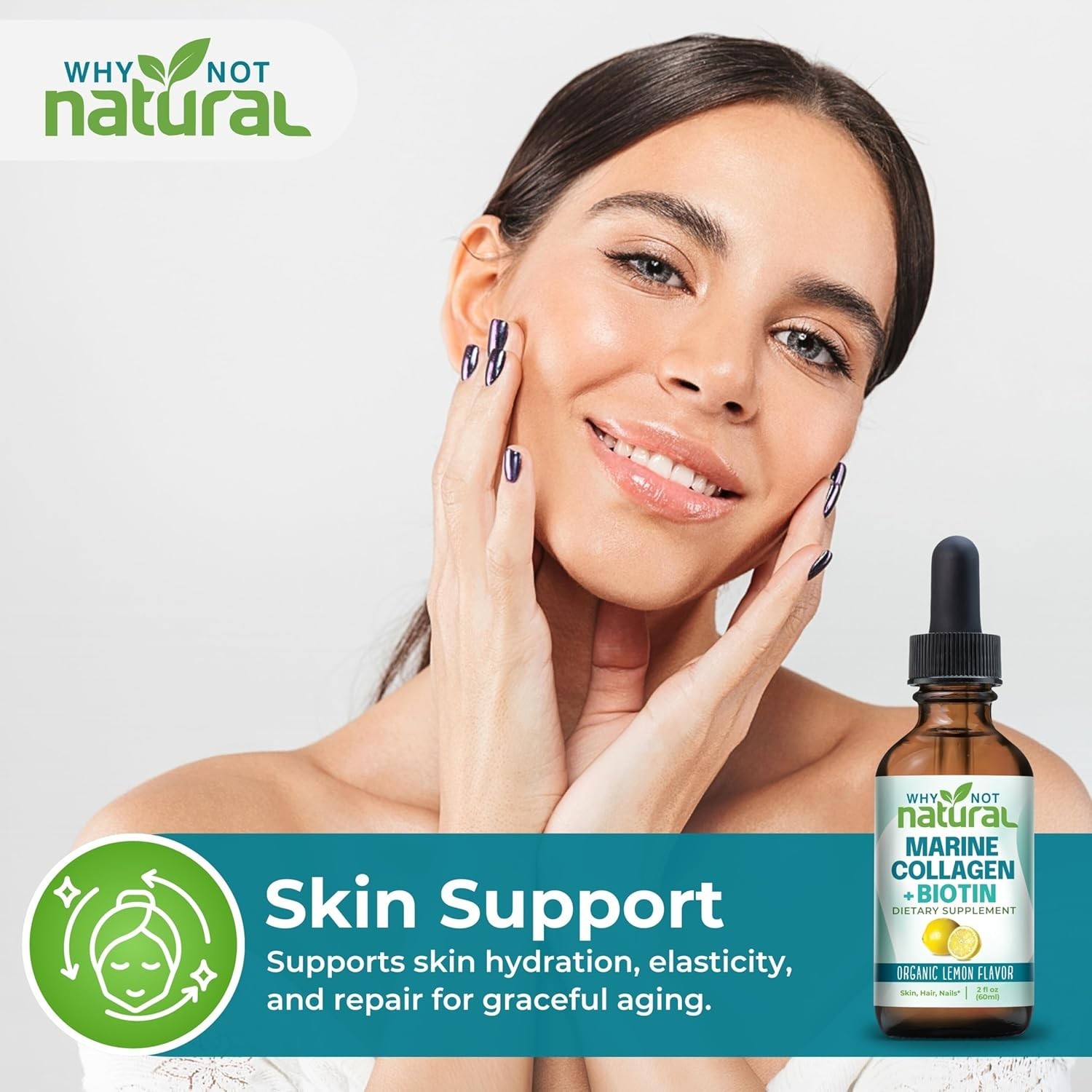 Why Not Natural Liquid Collagen Plus Biotin Drops for 2 Fl Oz (Pack of 1)