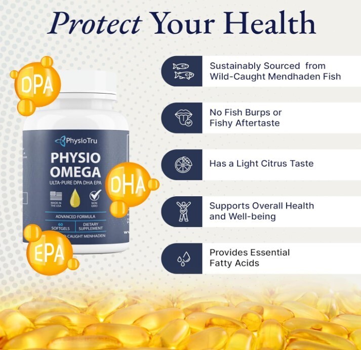 PhysioTru Physio Omega – Omega 3 – Sustainably Sourced – with DPA, EPA, DHA 60ct