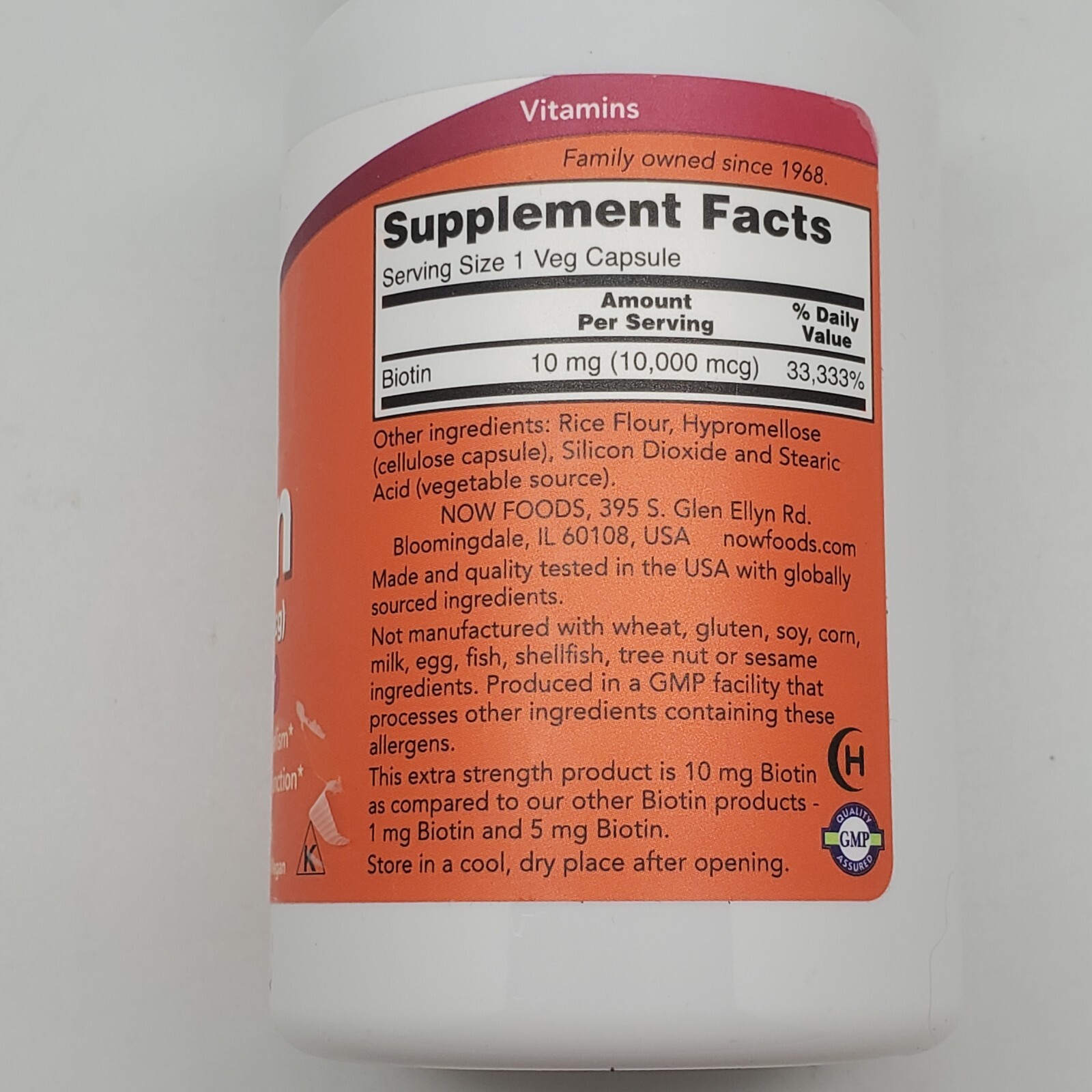 Extra Strength Biotin 10mg (10,000mcg) Expires 07/2025 120 Vegan Capsules